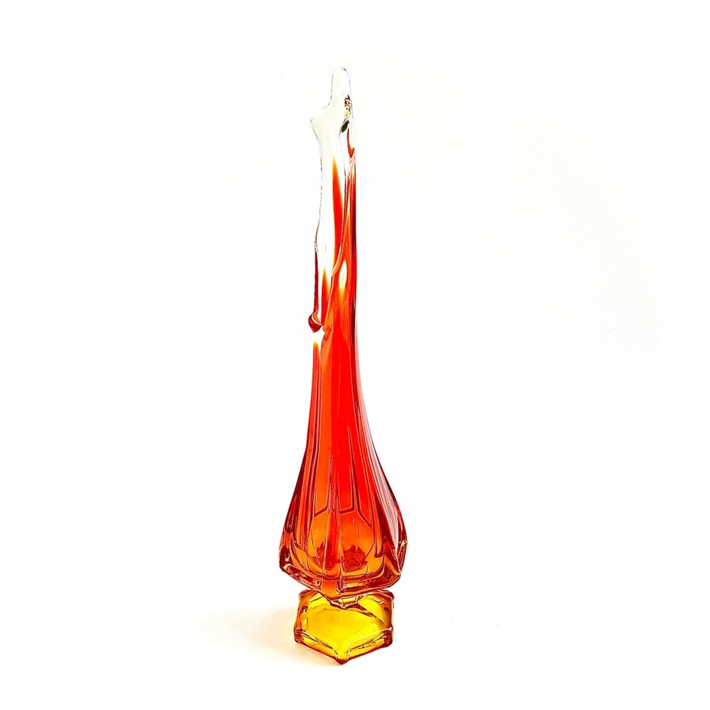 Museum Sculptural MCM Amberina Swung Glass Vase Attributed LE Smith